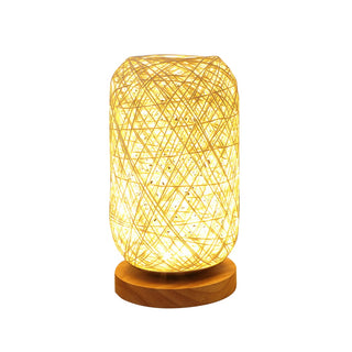 Wood LED Table Lamps Creative Rattan Bedside Lamp USB Charging Night Light for Children Room Bedside Light Birthday Gifts - Simply Light Fixtures