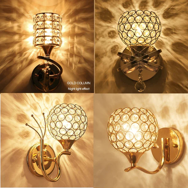 Crystal Gold Glass Wall Lamp