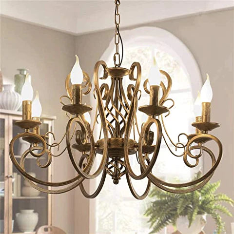 Vintage Wrought Iron Traditional Chandelier