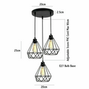 3-Lights Industrial Geometric Cage Hanging Pendant Light Fixture~1178