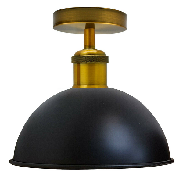 Black Vintage Retro Flush Mount Ceiling Light Rustic Color Metal Lampshade~1790