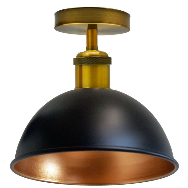 Black Gold Inner Vintage Retro Flush Mount Ceiling Light Rustic Color Metal Lampshade~1788