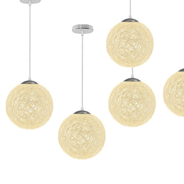 Modern Medium Cream Lattice Wicker Rattan Globe Ball Style Ceiling Pendant Light Lampshade~1809