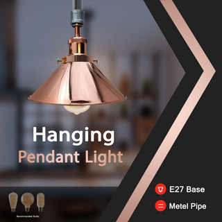 Industrial Retro Pendant Light Shade Suspended Ceiling Pipe Lights Galvanized + Rose Gold colour Metal Lamp UK~3672