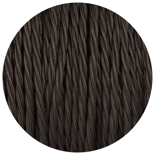 16Ft Twisted Cloth Covered Wire 18 Gauge 3 Conductor Braided Light Cord Black~1504
