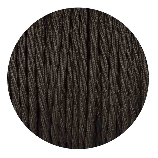 16Ft Twisted Cloth Covered Wire 18 Gauge 3 Conductor Braided Light Cord Black~1504