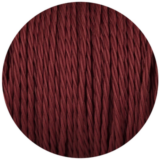 16Ft Twisted Cloth Covered Wire 18 Gauge 3 Conductor Braided Light Cord Burgundy~1508