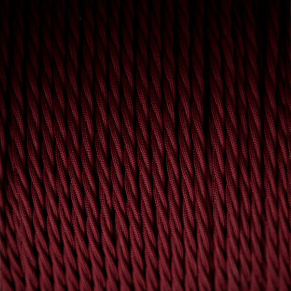 16Ft Twisted Cloth Covered Wire 18 Gauge 3 Conductor Braided Light Cord Burgundy~1508