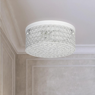 Elegant Designs 12 Inch Elipse Crystal 2 Light Round Ceiling  Flush Mount,White
