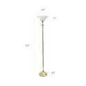 Elegant Designs 1 Light Torchiere Floor Lamp with Marbleized White Glass Shade, Gold