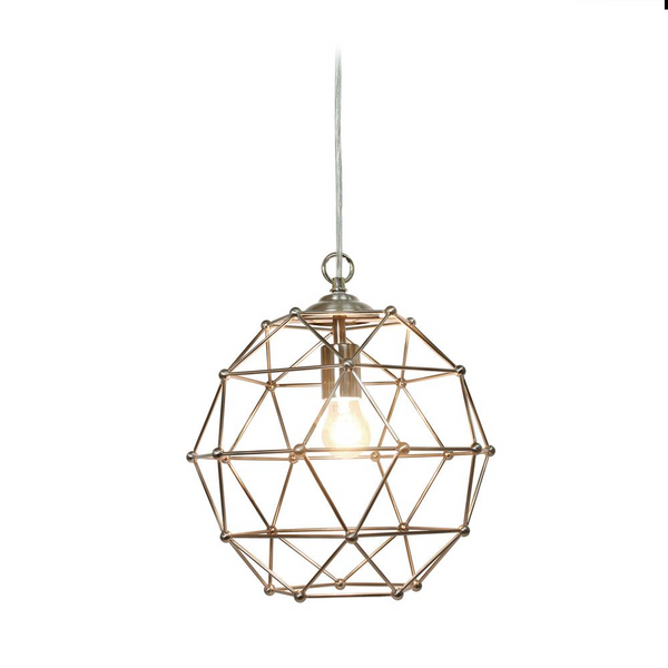 Elegant Designs 1 Light Hexagon Industrial Rustic Pendant Light, Brushed Nickel
