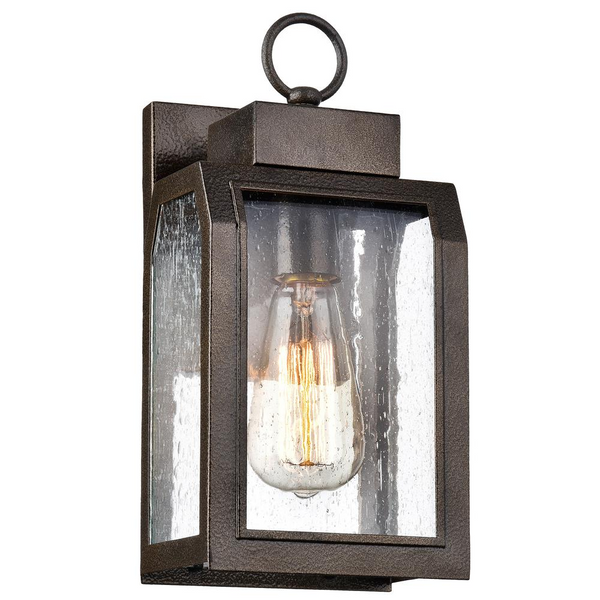 MILTON Industrial-style 1 Light Antique Gold Outdoor Wall Sconce 12