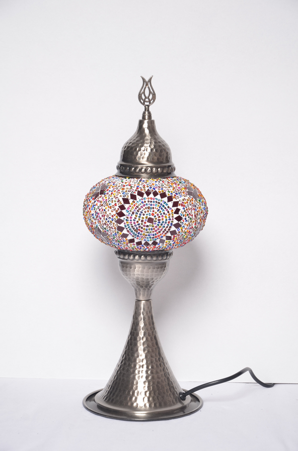 Elite Turkish Mosaic Glass Decorative Table Lamps - Multicolor Center Circle - Unique Custom Moroccan Lamp Shades