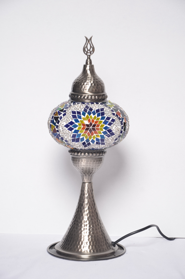 Elite Turkish Mosaic Glass Decorative Table Lamps - Multicolor Snow Flake - Unique Custom Moroccan Lamp Shades