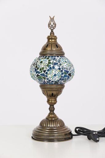 Turkish Mosaic Lamp Turquoise Separated Circles Decorative Handmade Table Lamp - Unique Custom Moroccan Lamp Shades