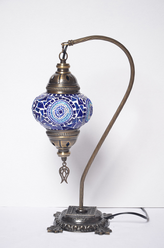 Turkish Swan Neck Mosaic Glass Handmade Decorative Table Lamps - Azure - Unique Custom Moroccan Lamp Shades