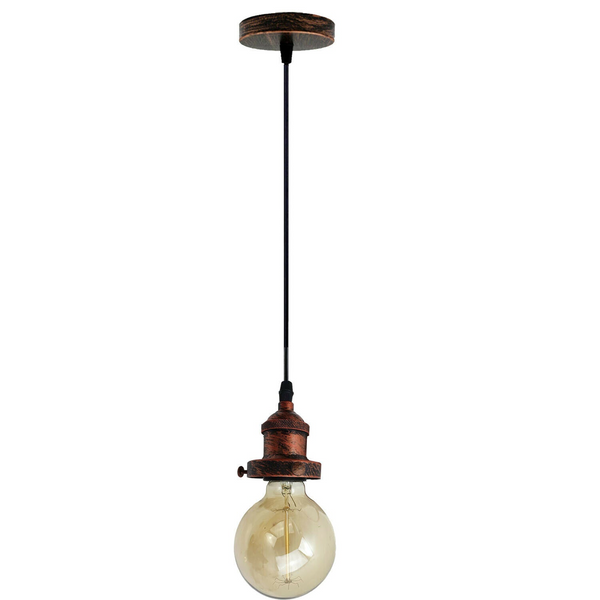 E27 Ceiling Rose Light Fitting Vintage Industrial Pendant Lamp Bulb Holder Light - Brushed Copper~2208