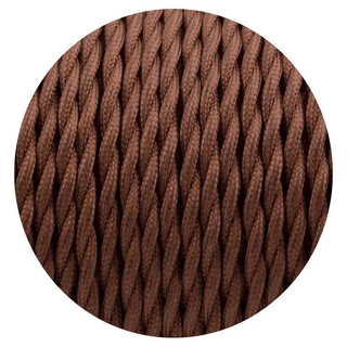 16Ft Twisted Cloth Covered Wire 18 Gauge 2 Conductor Braided Light Cord Brown~1473
