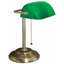 Victory Light Banker's Brass Desk Lamp - 10 W LED Bulb - Hanging Chain, Durable - Metal - Desk Mountable - Brass, Green - for Desk, Bank, Office, Reception