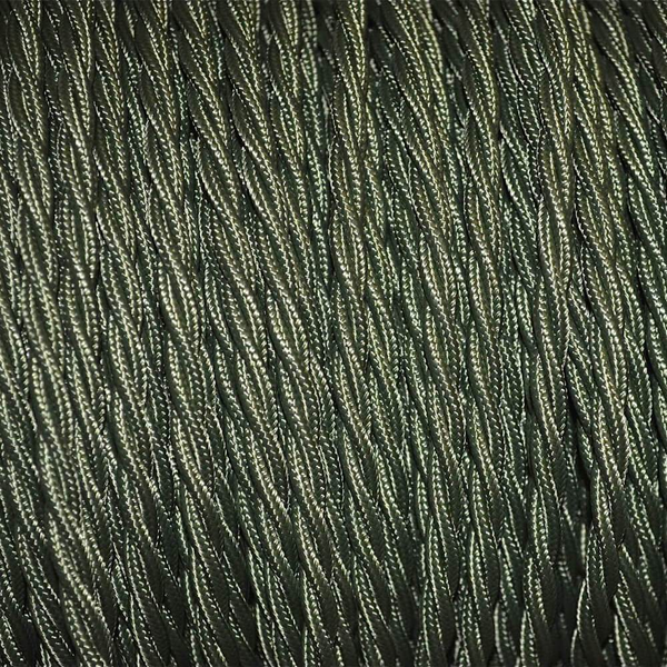 16Ft Twisted Cloth Covered Wire 18 Gauge 2 Conductor Braided Light Cord Army Green~1198