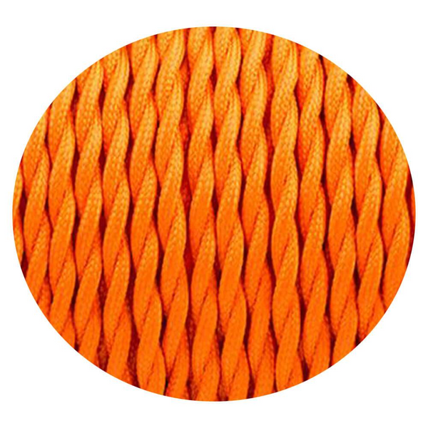 16Ft Twisted Cloth Covered Wire 18 Gauge 2 Conductor Braided Light Cord Orange~1349