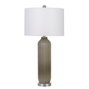 150W Catalina Glass Table Lamp With Drum Hardback Fabric Shade