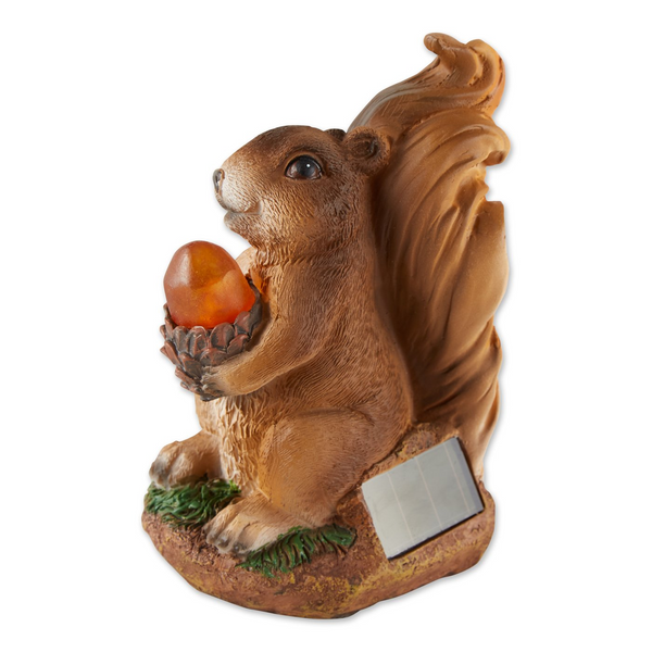 Solar-Powered Light-Up Squirrel Statue