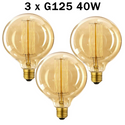 Industrial Retro Antique Style Edison 3 pack Vintage Tear Drop, Globe Filament Light Bulbs  E27~1254