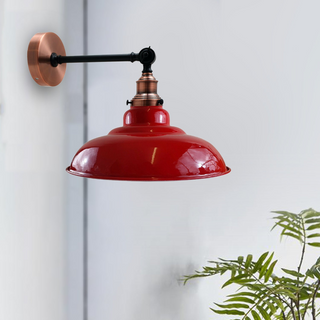 Red Shade With Adjustable Curvy Swing Arm Wall Light Fixture Loft Style Industrial Wall Sconce~3469