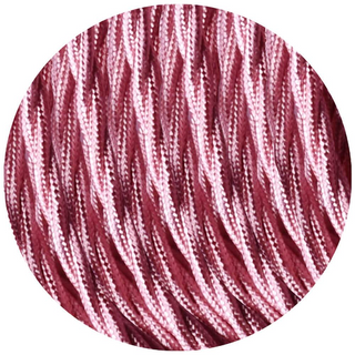 16Ft Twisted Cloth Covered Wire 18 Gauge 2 Conductor Braided Light Cord Shiny Pink~1350