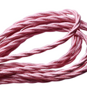 16Ft Twisted Cloth Covered Wire 18 Gauge 2 Conductor Braided Light Cord Shiny Pink~1350