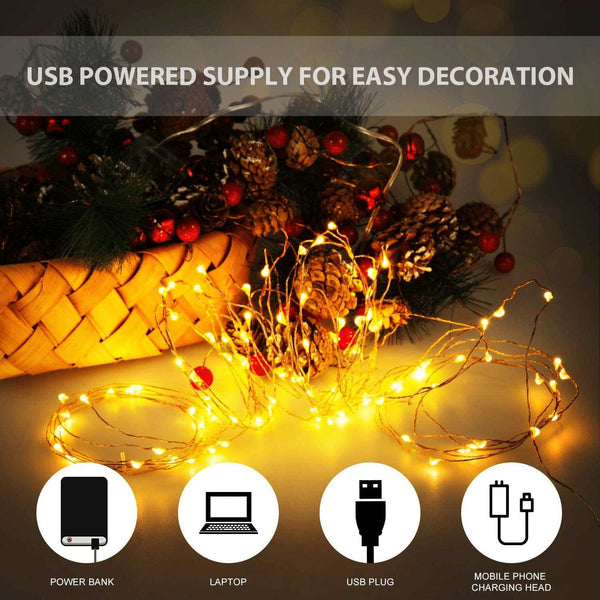 10M 100 LEDs USB Copper Wire Christmas Decoration String Light Lighting Lilac Milo 