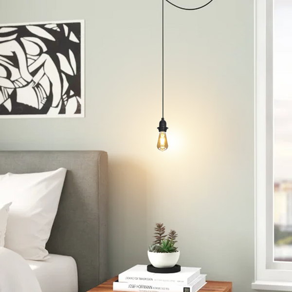 Plug In Pendant with Switch Holder Vintage Lamp Lighting E26 Rubber Cable~1217