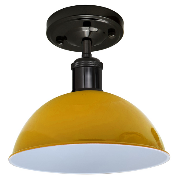 Vintage Industrial Loft Style Metal Ceiling Light Modern Yellow Dome Pendant Lampshade~1640