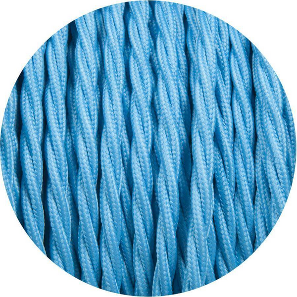 5m Light Blue 2 Core 8amp Twisted Electric Fabric 0.75mm Cable~1763