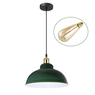 Buy green Retro Pendant Light Shade Vintage Industrial Ceiling Lighting LED Restaurant Loft With Free Bulb~2101