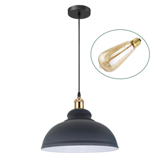 Buy grey Retro Pendant Light Shade Vintage Industrial Ceiling Lighting LED Restaurant Loft With Free Bulb~2101