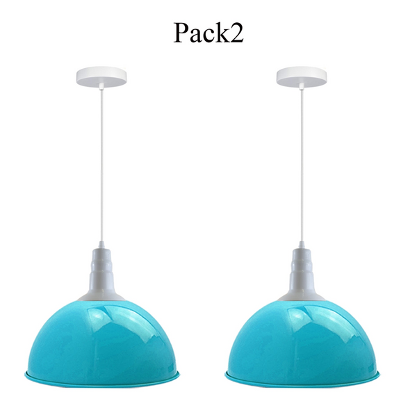 2 Pack Lampshade Vintage Industrial Metal Blue Ceiling Pendant Lights Shade~3566