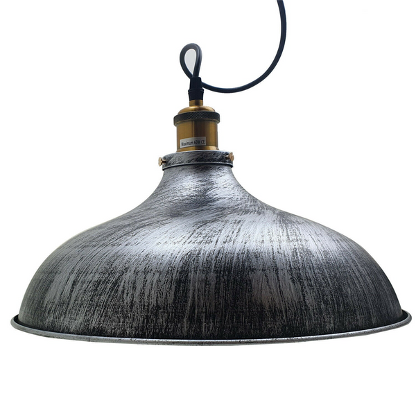 Brushed Silver Metal Industrial Hanging Pendant Lighting Adjustable Hanging Barn Light~1952