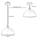 White Modern Pendant Light Shade Ceiling Suspension Lamp Half 40cm Dome~1849