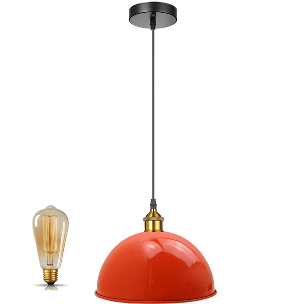Vintage Modern Orange Metal Shade Ceiling Pendant Light Indoor Light Fitting With 95cm Adjustable Wire~1271