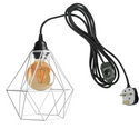 Plug In Pendant With Dimmer Switch 4m Rubber Cable Diamond Cage Lighting Kit~1862