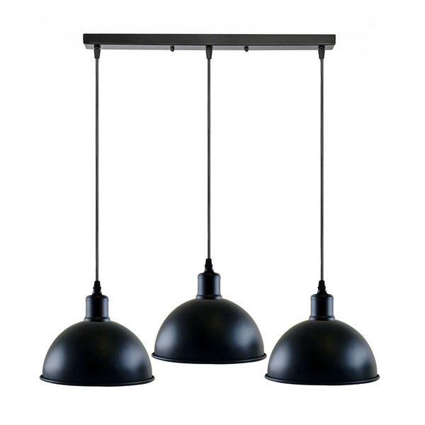 Vintage Industrial 3Head Ceiling Pendant Light Black Hanging Light Metal Dome Shape Shade Indoor Light Fitting~1242