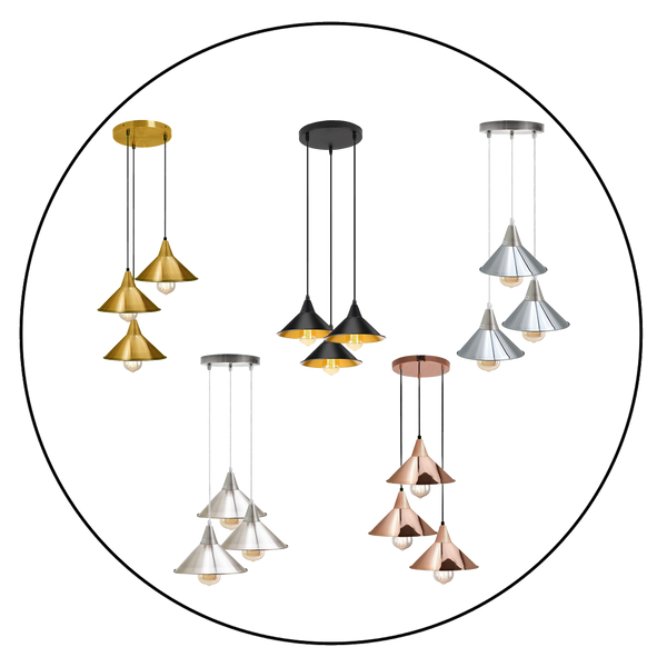 3 Head Industrial Metal Ceiling Colorful Pendant Shade Modern Hanging Retro Light Lamp ~ 3429