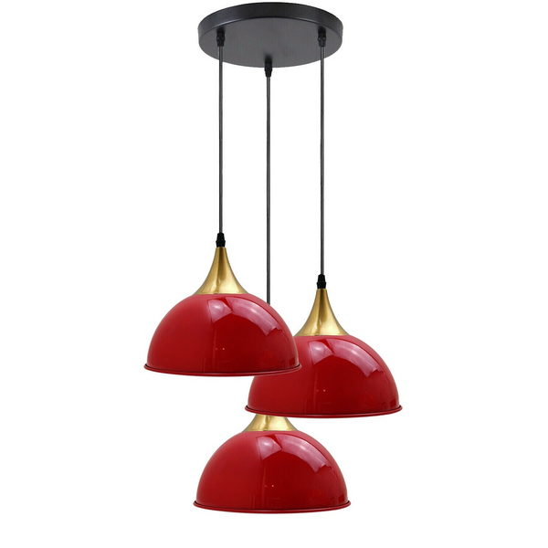 Red 3 Way Vintage Industrial Metal Lampshade Modern Hanging Retro Ceiling Pendant Lights~3521