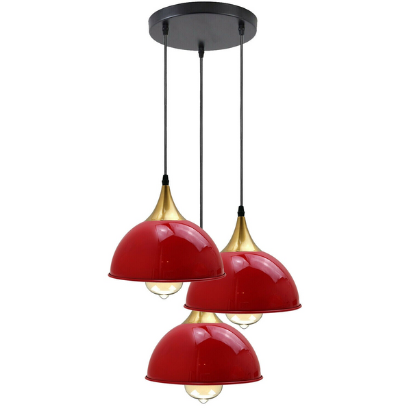 Red 3 Way Vintage Industrial Metal Lampshade Modern Hanging Retro Ceiling Pendant Lights~3521