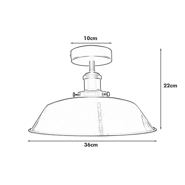 Modern Industrial Ceiling Light Fitting Flush Mount Light Metal Shade~1228