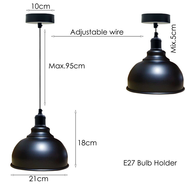 Modern Black Ceiling Light Shade Pendant Metal Dome Lamp Light~1853