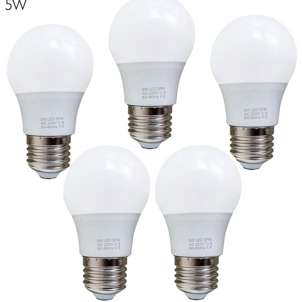 5 Pack A60 E27 Bulb Standard Base LED Light Bulbs 6000K Daylight White~1950