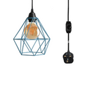 Dimmer Switch Plug In Pendant Lamp Light Set With Blue Wire Cage~1864